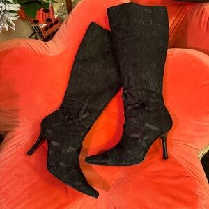 Y2K Sexy Lace Gothic Ballet Stiletto Knee Boots